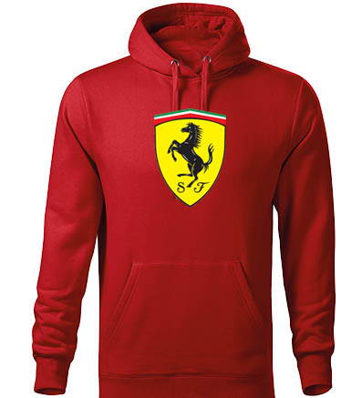 Mikina s kapucňou Ferrari logo, červená
