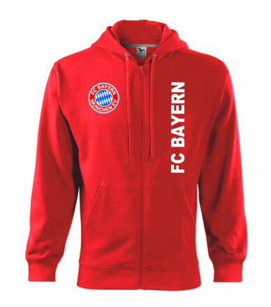 Mikina s kapucňou a zipsom Bayern, červená
