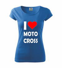 Dámske tričko s logom I Love Motocross, modré