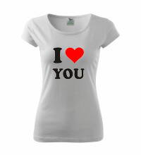 Dámske tričko s logom I Love you, biele