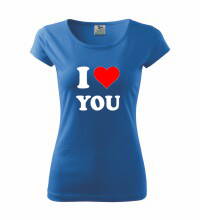 Dámske tričko s logom I Love you, modré