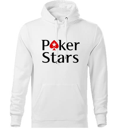 Mikina s kapucňou POKER STARS, biela