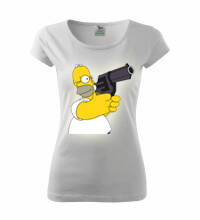 Dámske tričko Simpsons / Pištolník, biele