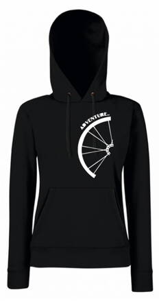Dámska mikina s kapucňou ADVENTURE BIKE, čierna