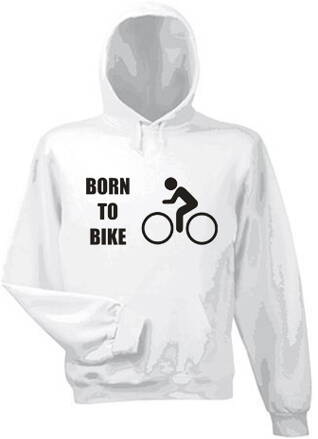 Mikina s kapucňou BORN TO BIKE, biela