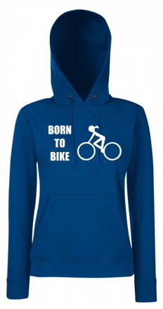 Dámska mikina s kapucňou BORN TO BIKE, modra