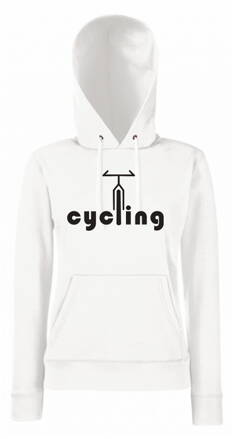 Dámska mikina s kapucňou CYCLING, biela