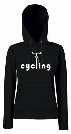 Dámska mikina s kapucňou CYCLING, čierna