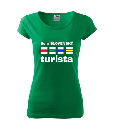Dámske tričko SLOVENSKÝ turista, zelene