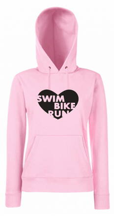 Dámska mikina s kapucňou SWIM BIKE RUN, ružova