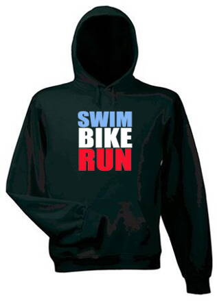 Mikina s kapucňou SWIM/BIKE/RUN, čierna