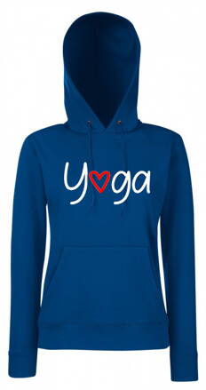 Dámska mikina s kapucňou YOGA love, modra