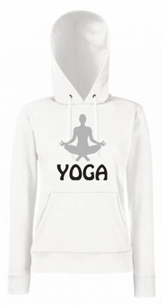 Dámska mikina s kapucňou YOGA, biela