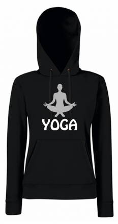 Dámska mikina s kapucňou YOGA, čierna
